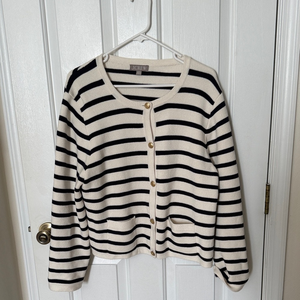 J.Crew Blue and Cream Striped Sweater